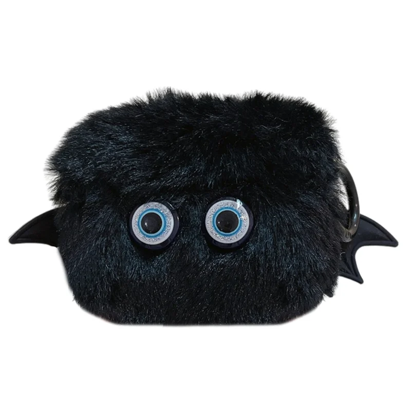 For Apple AirPods Pro 2 Little Demon Case Soft Fur Fluffy Earphone Cover with Buckle - with Bat Wings