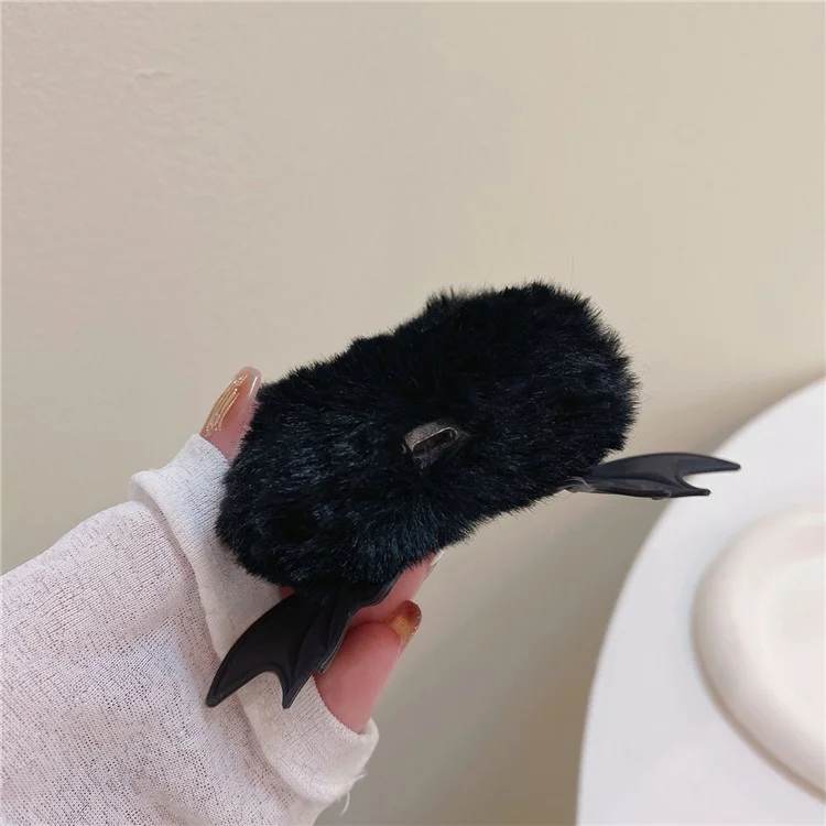 For Apple AirPods Pro 2 Little Demon Case Soft Fur Fluffy Earphone Cover with Buckle - with Bat Wings