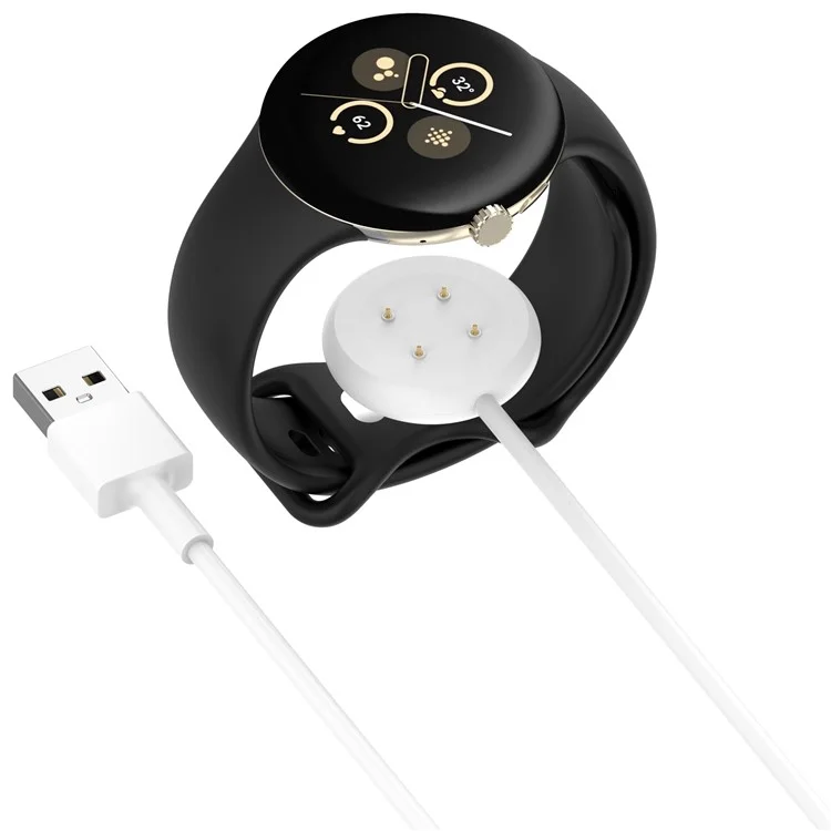 100cm Charging Dock for Google Pixel Watch 3 45mm / 41mm / Watch 2 / Fitbit Ace LTE Charger Magnetic Charging Cable - White / USB Interface