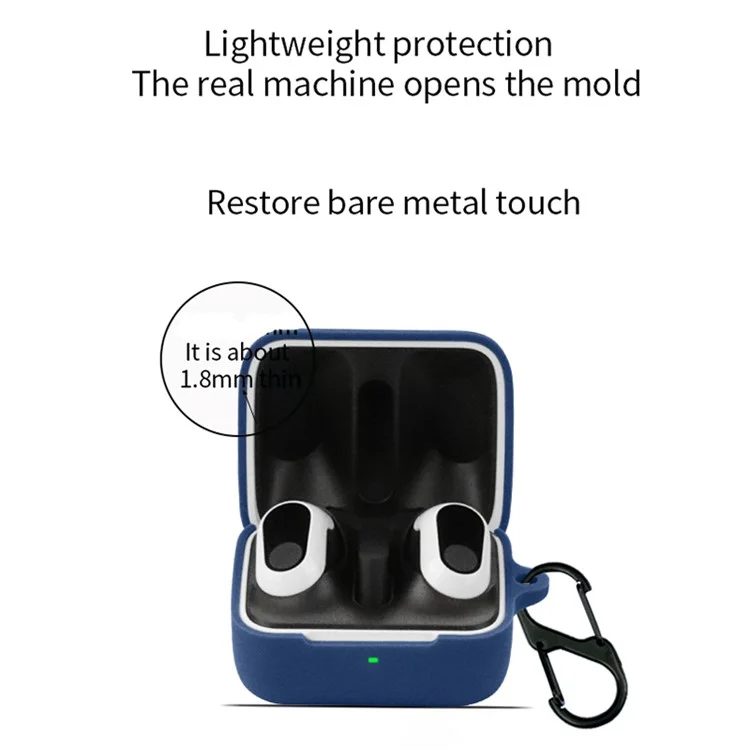 Wireless Earphone Protective Case for Sony INZONE Buds WF-G700N Dustproof Sleeve with Anti-Lost Buckle - Dark Blue