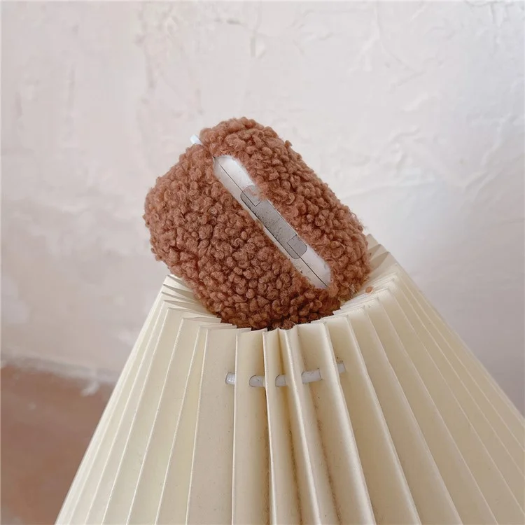 Pour Apple AirPods Pro 2 Étui en peluche décoré d'un nœud papillon, avec revêtement moelleux et boucle anneau