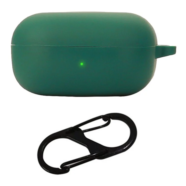 Pour Samsung Galaxy Buds FE Bluetooth Earphone Cover Anti-Scratch Sleeve Charging Bin Silicone Case with Buckle - Vert Noirâtre