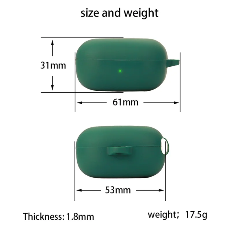 Pour Samsung Galaxy Buds FE Bluetooth Earphone Cover Anti-Scratch Sleeve Charging Bin Silicone Case with Buckle - Vert Noirâtre