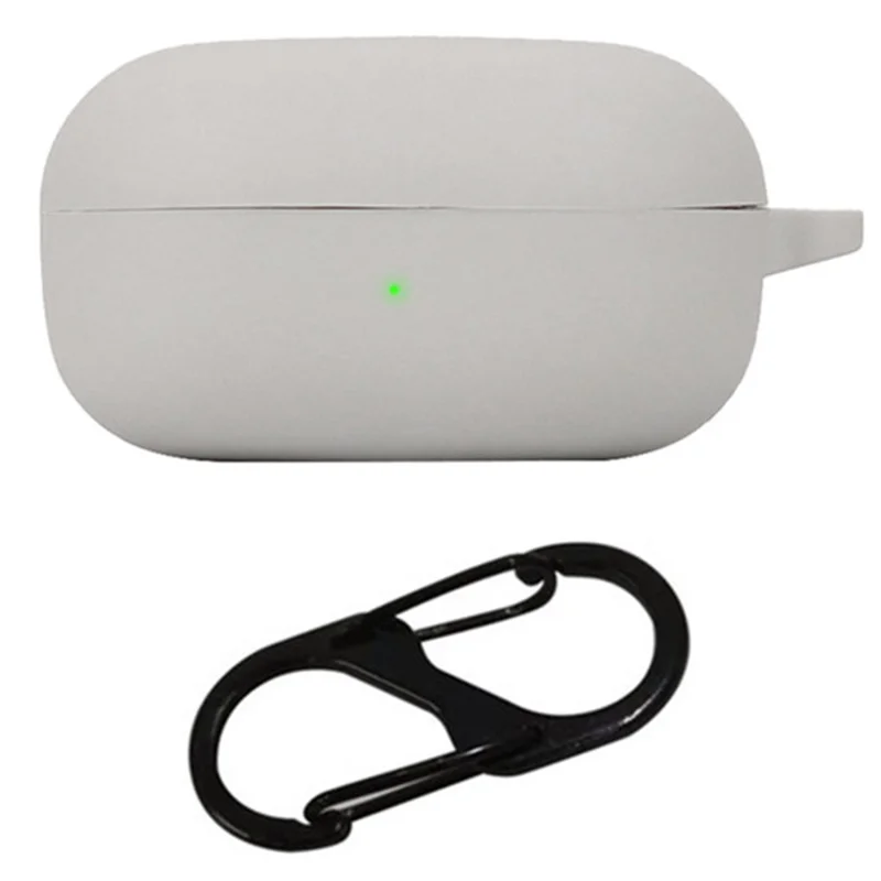 For Samsung Galaxy Buds FE Bluetooth-compatible Earphone Cover Anti-Scratch Sleeve Charging Bin Silicone Case with Buckle - Grey
