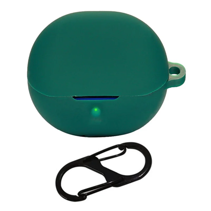 For SoundPEATS Clear Earphone Cover Bluetooth Headset Sleeve Charging Bin Silicone Case with Buckle - Blackish Green