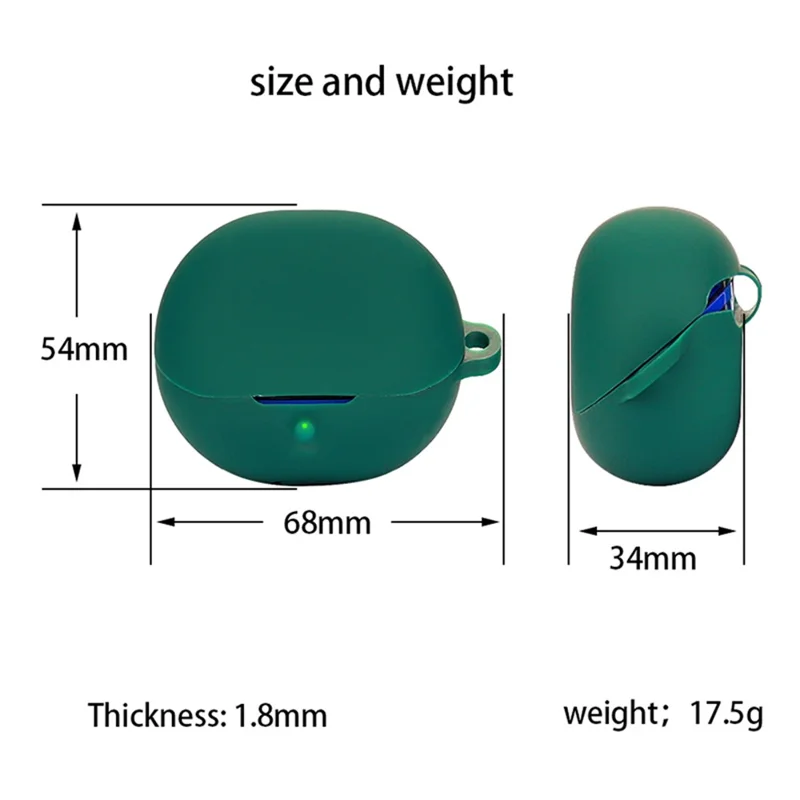 For SoundPEATS Clear Earphone Cover Bluetooth Headset Sleeve Charging Bin Silicone Case with Buckle - Blackish Green