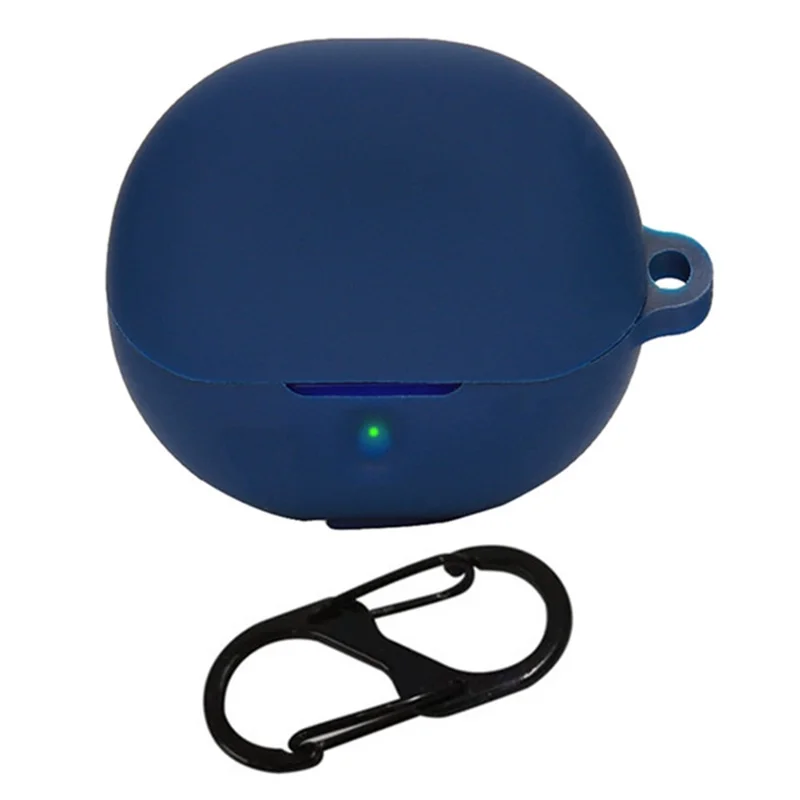 For SoundPEATS Clear Earphone Cover Bluetooth Headset Sleeve Charging Bin Silicone Case with Buckle - Dark Blue