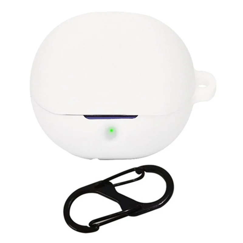 For SoundPEATS Clear Earphone Cover Bluetooth Headset Sleeve Charging Bin Silicone Case with Buckle - White