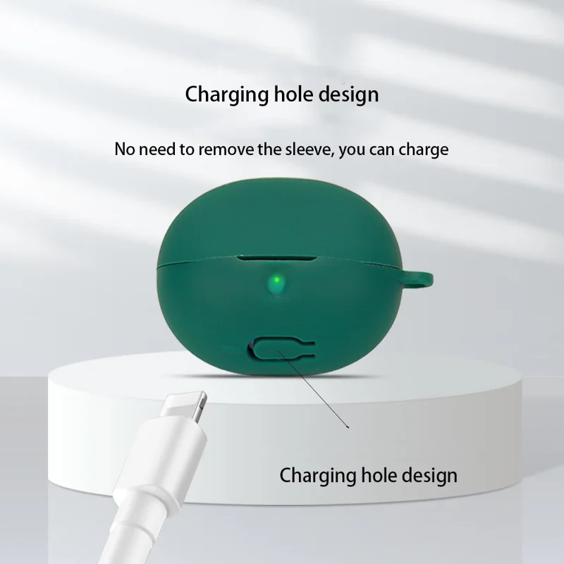 For SoundPEATS Clear Earphone Cover Bluetooth Headset Sleeve Charging Bin Silicone Case with Buckle - White