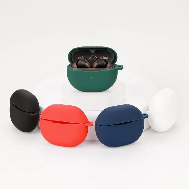 For SoundPEATS Air 4 Pro Silicone Case Cover Bluetooth-compatible Headset Sleeve with Buckle - Blackish Green
