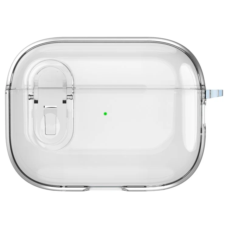 Per AirPods Pro 2 Clear Earphone Case PC + TPU Bluetooth Earbud Cover con fibbia da appendere - Trasparente