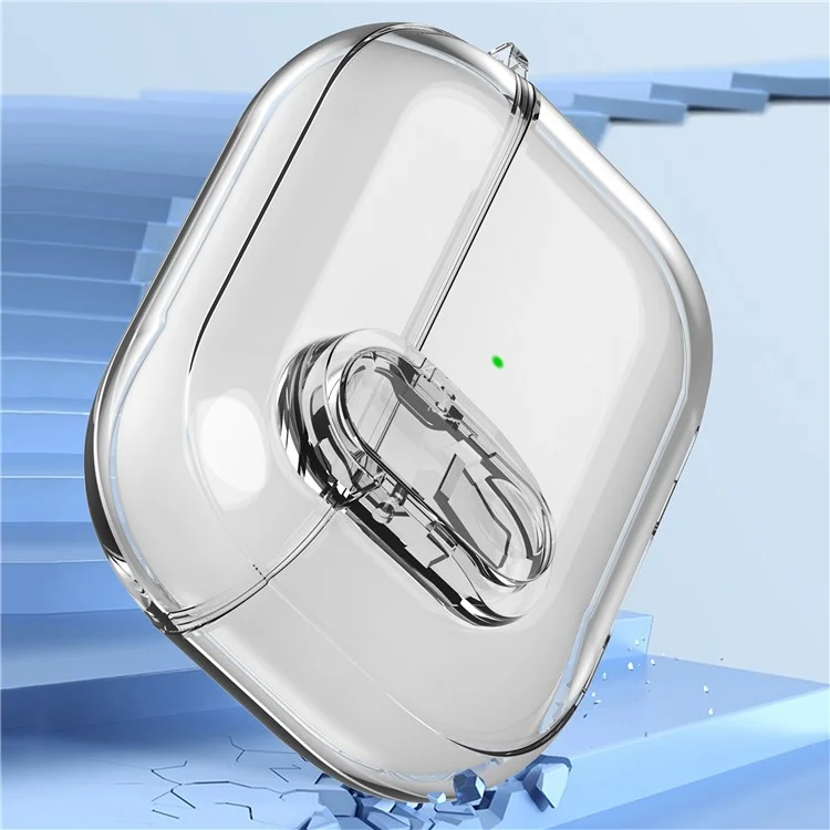 Per AirPods Pro 2 Clear Earphone Case PC + TPU Bluetooth Earbud Cover con fibbia da appendere - Trasparente