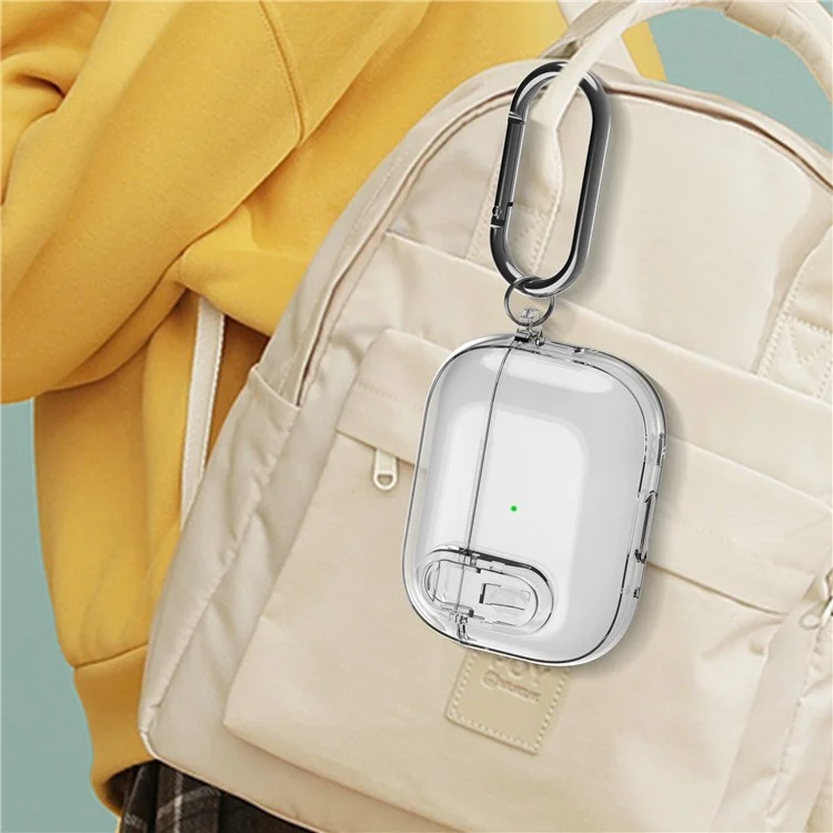 Per AirPods Pro 2 Clear Earphone Case PC + TPU Bluetooth Earbud Cover con fibbia da appendere - Trasparente
