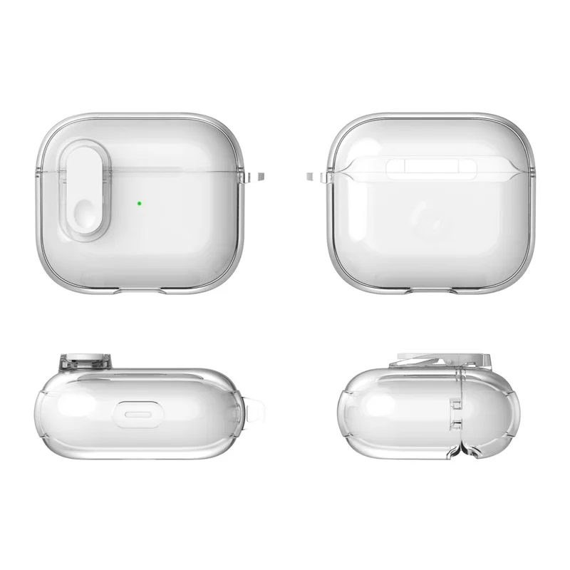 For Apple AirPods 3 Earphone Case PC + TPU Anti-drop Clear Earbud Cover with Hanging Buckle - Blue