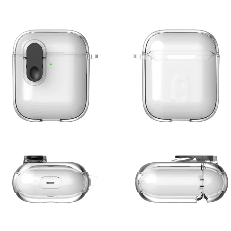 For Apple AirPods with Charging Case (2016) / (2019) / AirPods with Wireless Charging Case (2019) Case Clear Earphone Cover - Transparent+Black Lock