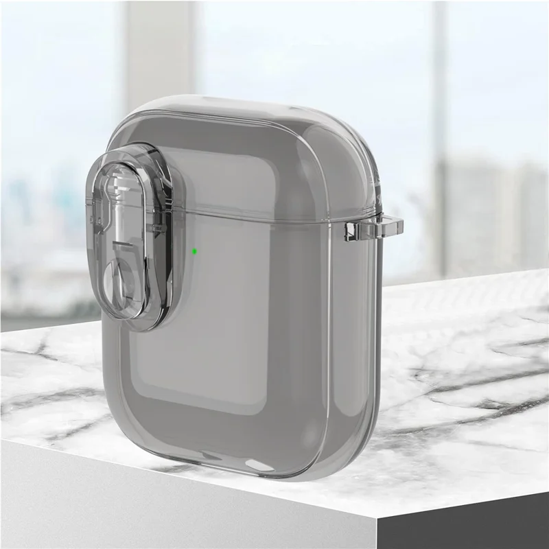 Per Apple AirPods con custodia di ricarica (2016) / (2019) / AirPods con custodia di ricarica wireless (2019) Custodia copriauricolari trasparente - Grigio