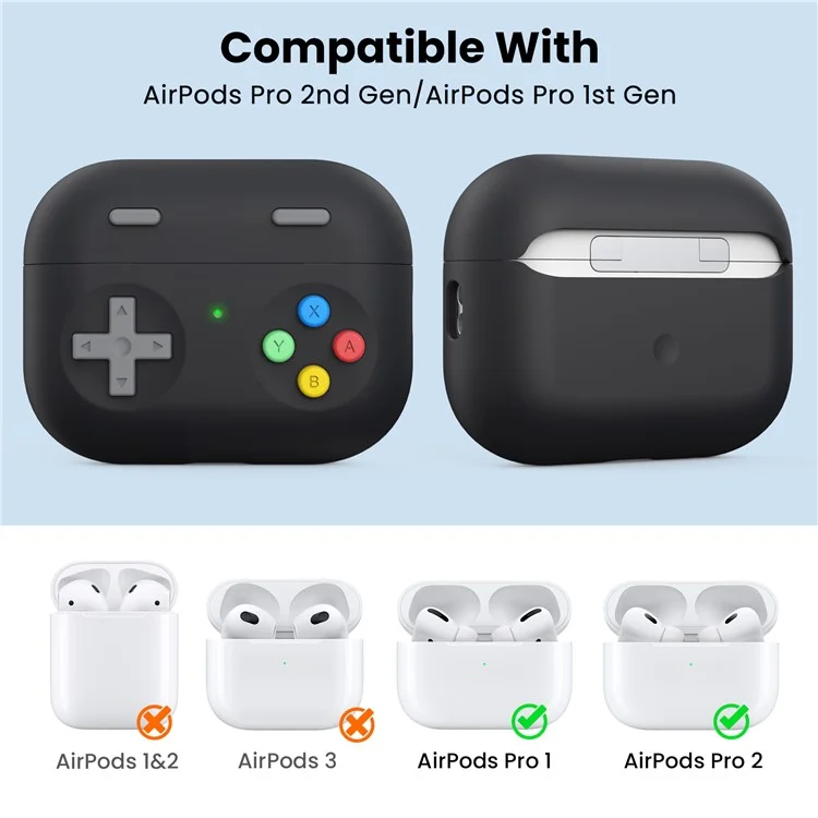AHASTYLE PT-DD04 Per Apple AirPods Pro 2 Game Console Design Split Silicone Protective Cover Earphone Case - Nero