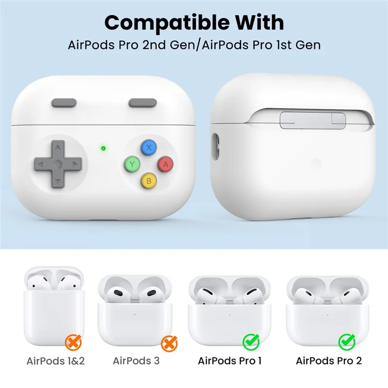 AHASTYLE PT-DD04 For Apple AirPods Pro 2 Game Console Design Split Silicone Protective Cover Earphone Case - White