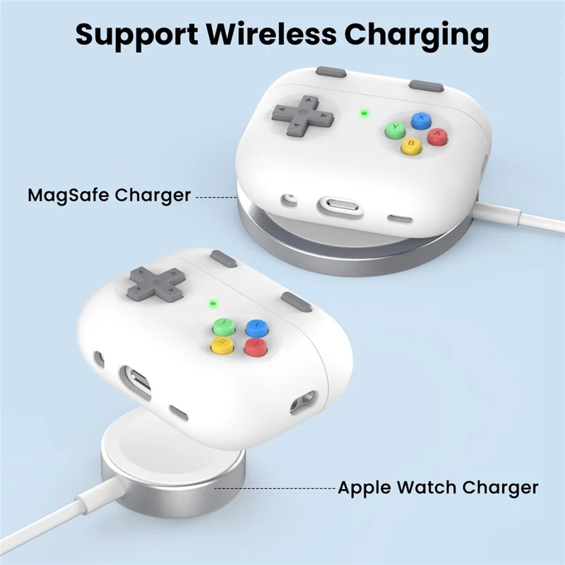 AHASTYLE PT-DD04 For Apple AirPods Pro 2 Game Console Design Split Silicone Protective Cover Earphone Case - White