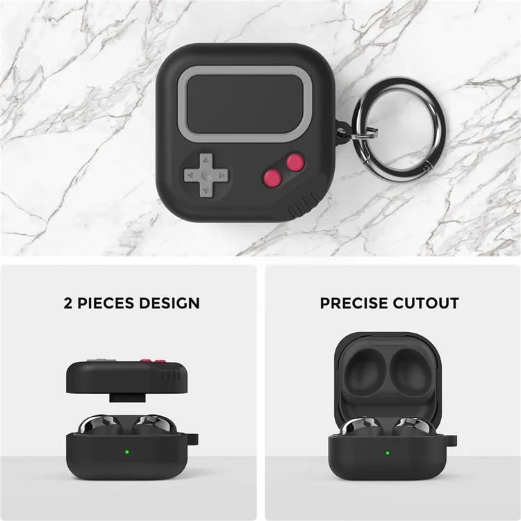 AHASTYLE PT-JY10 Pour Samsung Buds Live / Buds Pro / Buds 2 Étui en silicone Conception de manette de jeu Couverture antichoc en 2 pièces - Noir
