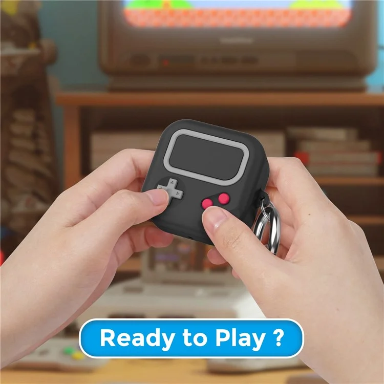 AHASTYLE PT-JY10 Pour Samsung Buds Live / Buds Pro / Buds 2 Étui en silicone Conception de manette de jeu Couverture antichoc en 2 pièces - Noir