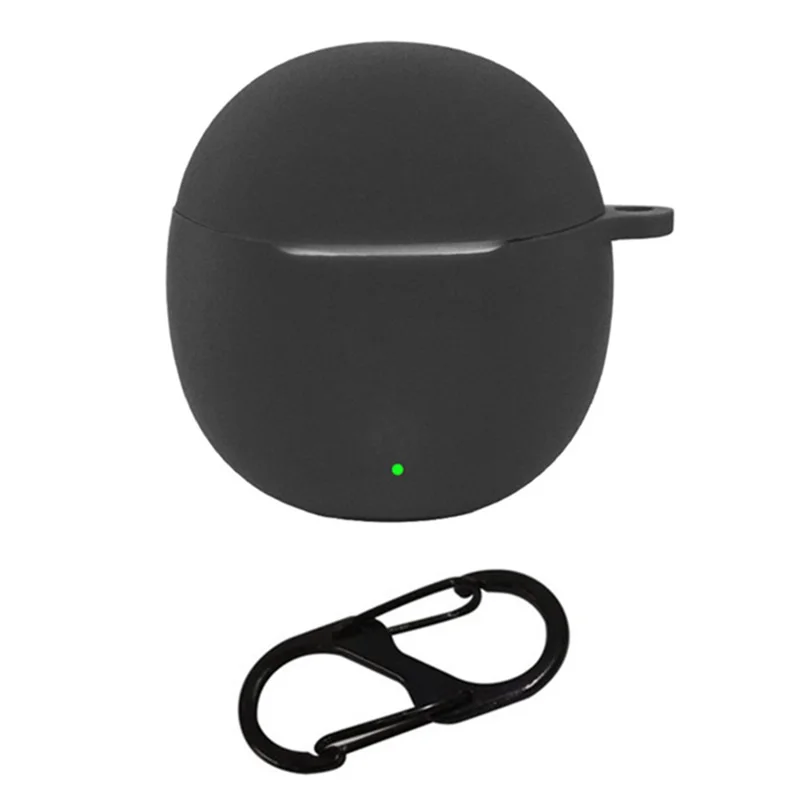 For vivo TWS Air2 Earphone Cover Bluetooth-compatible Headset Sleeve Charging Bin Silicone Case with Buckle - Black