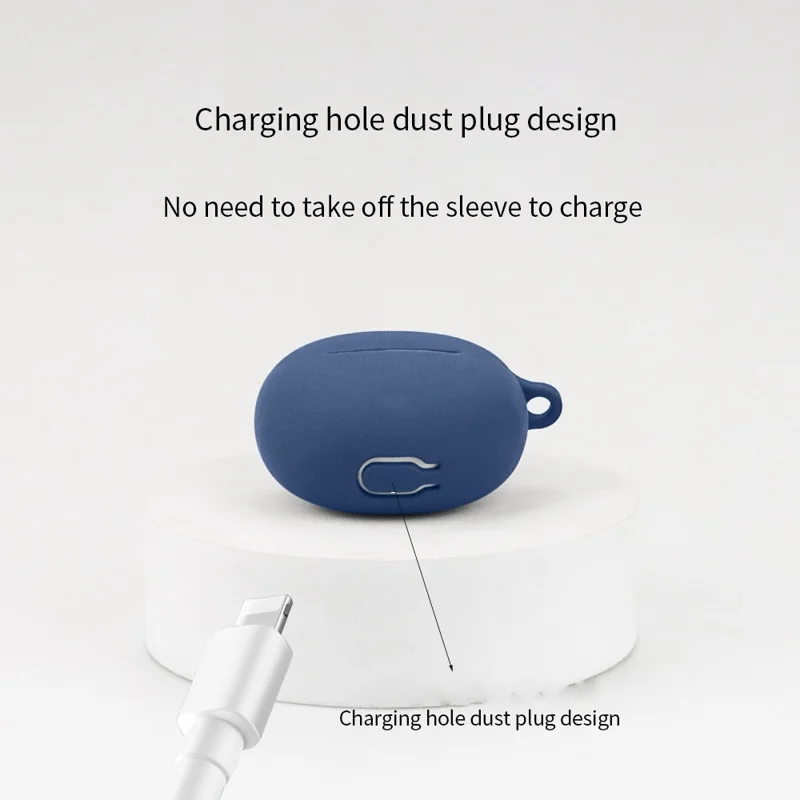 For vivo TWS Air2 Earphone Cover Bluetooth-compatible Headset Sleeve Charging Bin Silicone Case with Buckle - Black