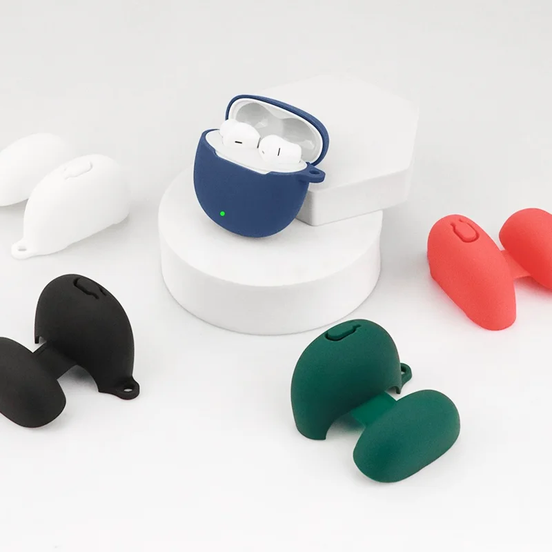 For vivo TWS Air2 Earphone Cover Bluetooth-compatible Headset Sleeve Charging Bin Silicone Case with Buckle - Black