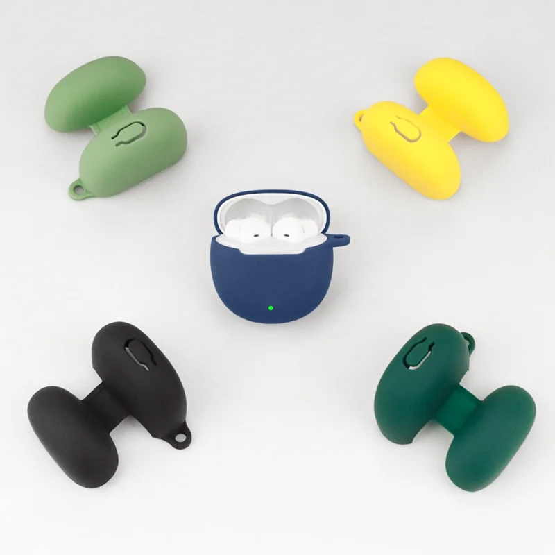 For vivo TWS Air2 Earphone Cover Bluetooth-compatible Headset Sleeve Charging Bin Silicone Case with Buckle - Black