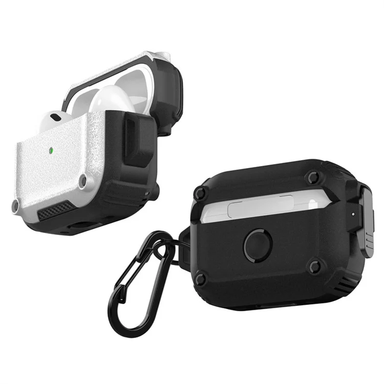 Ohrhörergehäuse für AirPods Pro 2 PC+TPU Bluetooth-Ohrhörer-Cover mit Aufhängebügel - Weiß