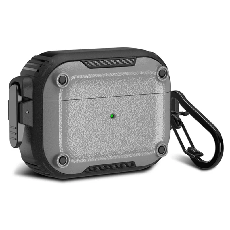 Earphone Case for AirPods Pro 2 PC+TPU Bluetooth-compatible Earbud Cover with Hanging Buckle - Grey