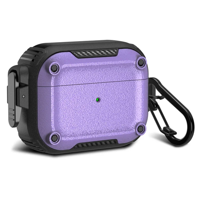 Earphone Case for AirPods Pro 2 PC+TPU Bluetooth-compatible Earbud Cover with Hanging Buckle - Purple
