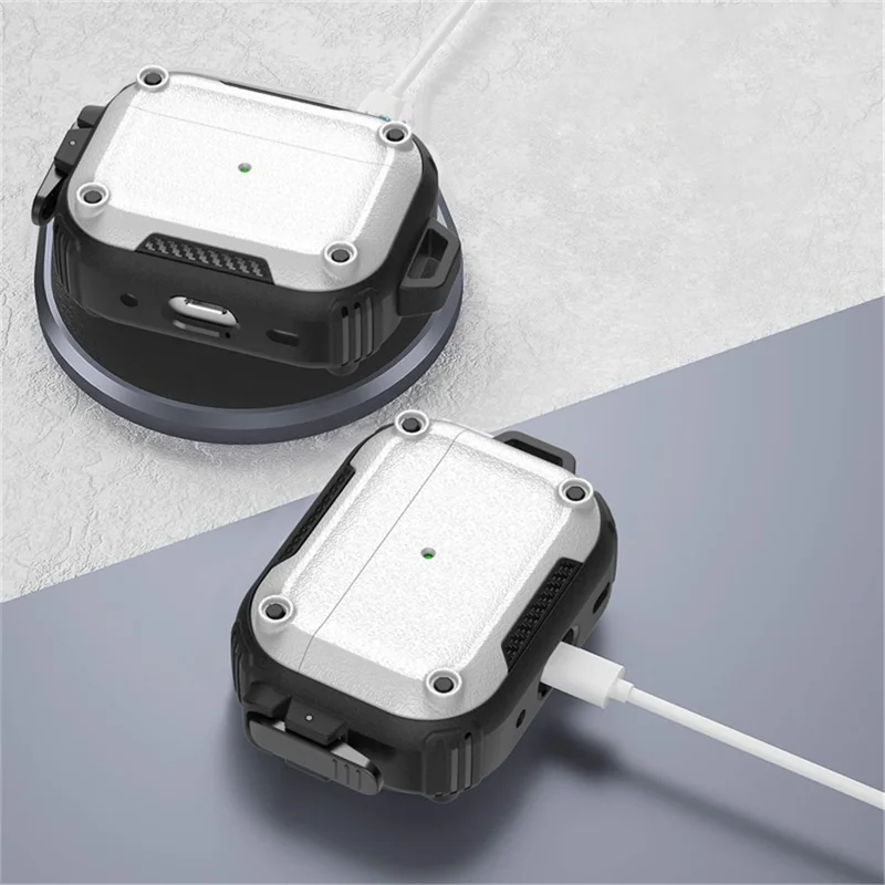 Earphone Case for AirPods Pro 2 PC+TPU Bluetooth-compatible Earbud Cover with Hanging Buckle - Purple