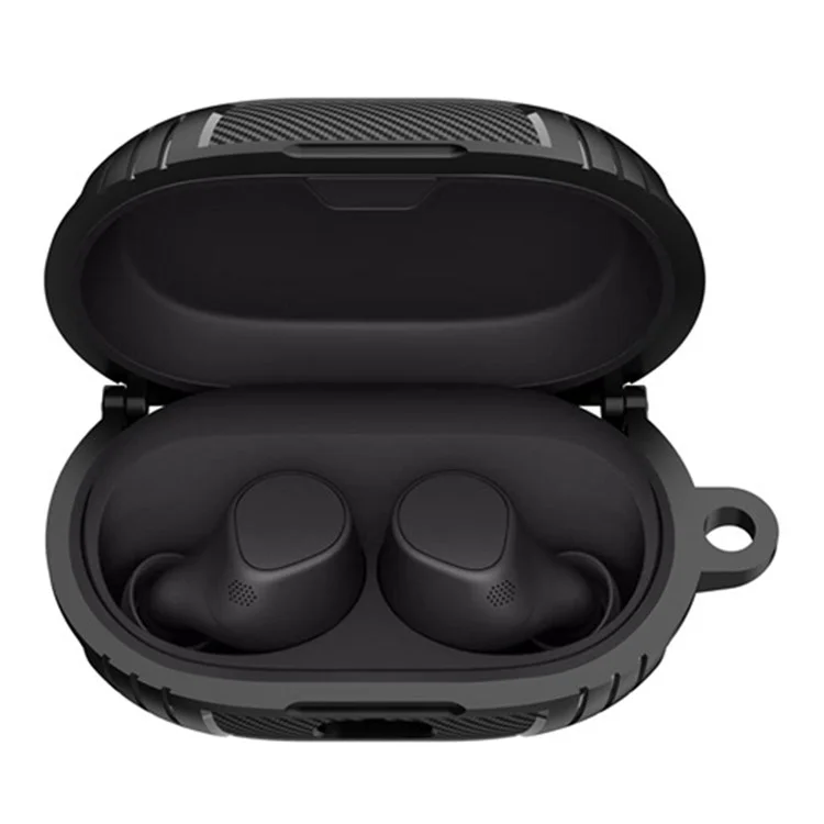 Für Jabra Elite 7 Pro / Elite 7 Active Anti-Scratch Ohrhörer-Schutz TPU-Abdeckung mit Tragegriff - Schwarz