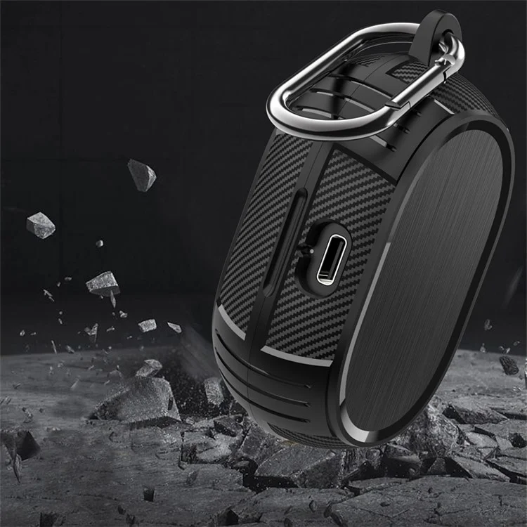 Für Jabra Elite 7 Pro / Elite 7 Active Anti-Scratch Ohrhörer-Schutz TPU-Abdeckung mit Tragegriff - Schwarz