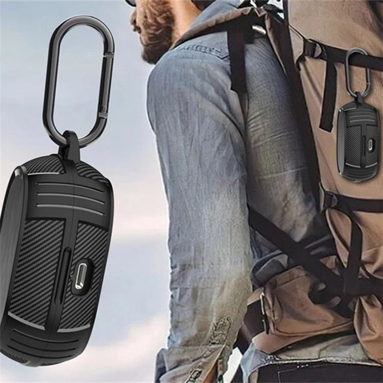 Für Jabra Elite 7 Pro / Elite 7 Active Anti-Scratch Ohrhörer-Schutz TPU-Abdeckung mit Tragegriff - Schwarz