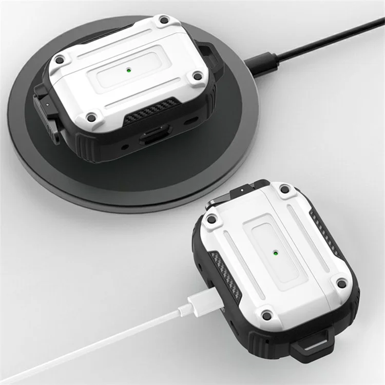 Per AirPods Pro 2 Anti-drop PC+TPU Case Bluetooth Earbud Cover with Hanging Buckle - Bianco