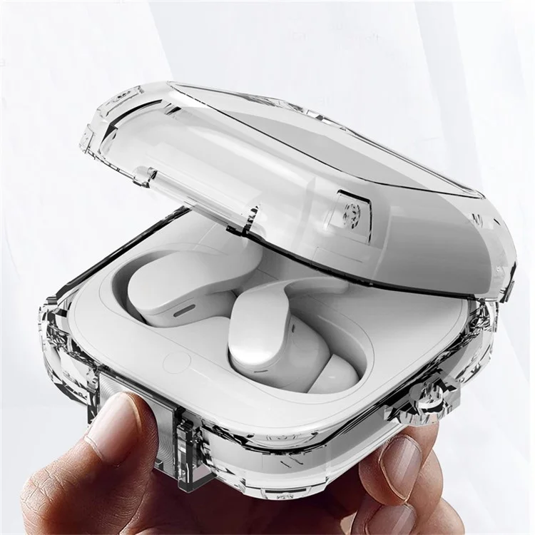 Funda TPU transparente para Beats Fit Pro, Protector de auriculares TWS con cierre de metal y hebilla de transporte - Transparente