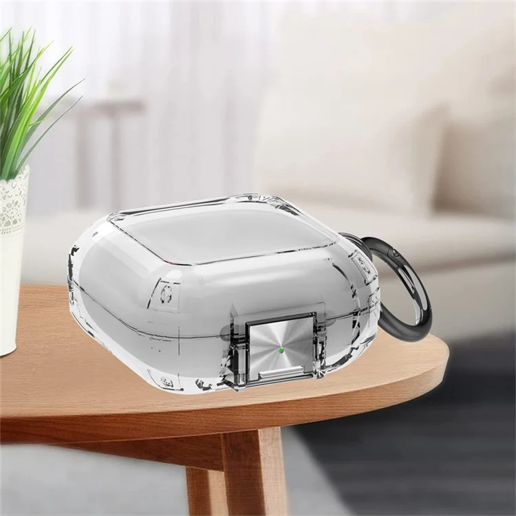 Funda TPU transparente para Beats Fit Pro, Protector de auriculares TWS con cierre de metal y hebilla de transporte - Transparente
