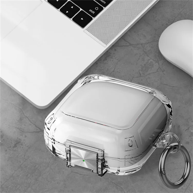 Funda TPU transparente para Beats Fit Pro, Protector de auriculares TWS con cierre de metal y hebilla de transporte - Transparente