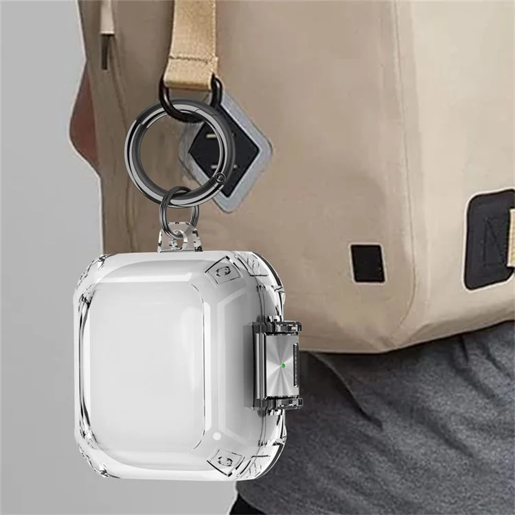 Funda TPU transparente para Beats Fit Pro, Protector de auriculares TWS con cierre de metal y hebilla de transporte - Transparente