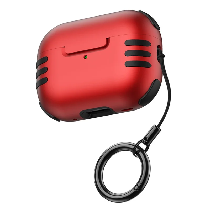 Dustproof Case for AirPods Pro 2 Bluetooth-compatible Earbud Hard PC Cover with Hanging Buckle - Red