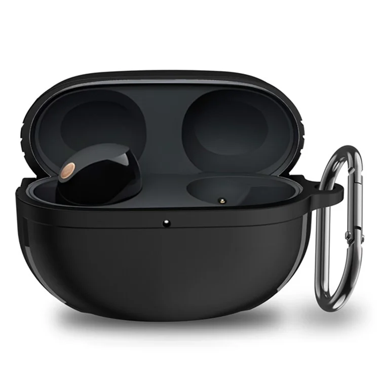 Per Sony WF-1000XM5 Bluetooth Auricolare Custodia Protettiva in TPU con Fibbia Appesa - Nero