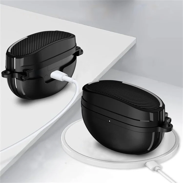 Per Sony WF-1000XM5 Bluetooth Auricolare Custodia Protettiva in TPU con Fibbia Appesa - Nero