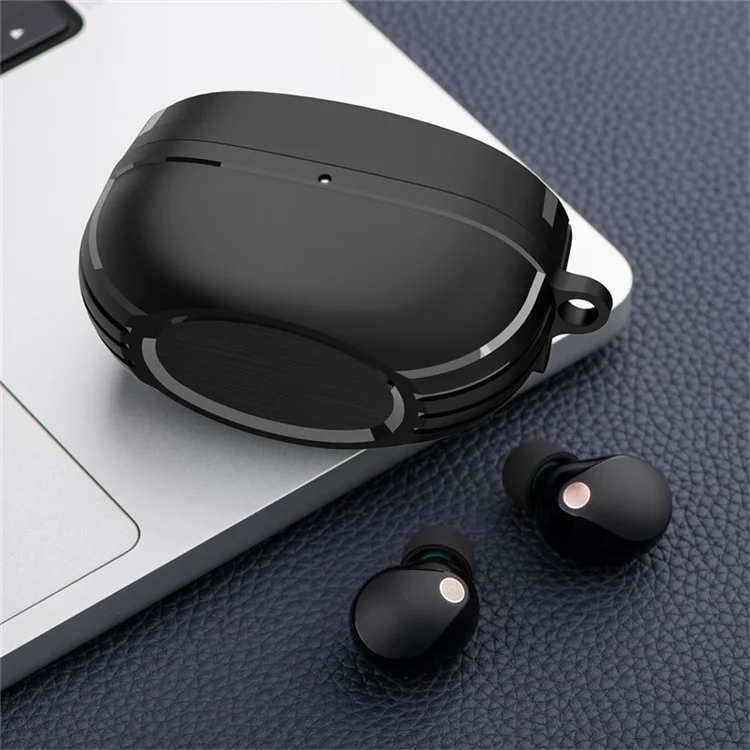 Per Sony WF-1000XM5 Bluetooth Auricolare Custodia Protettiva in TPU con Fibbia Appesa - Nero