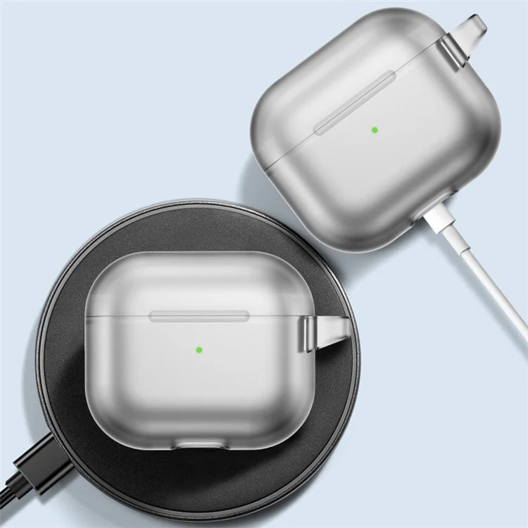Weiche TPU-Hülle für AirPods Pro 2 Bluetooth-Ohrhörer, hautberührende, transluzente Abdeckung mit Aufhängebügel - Transparentes Schwarz