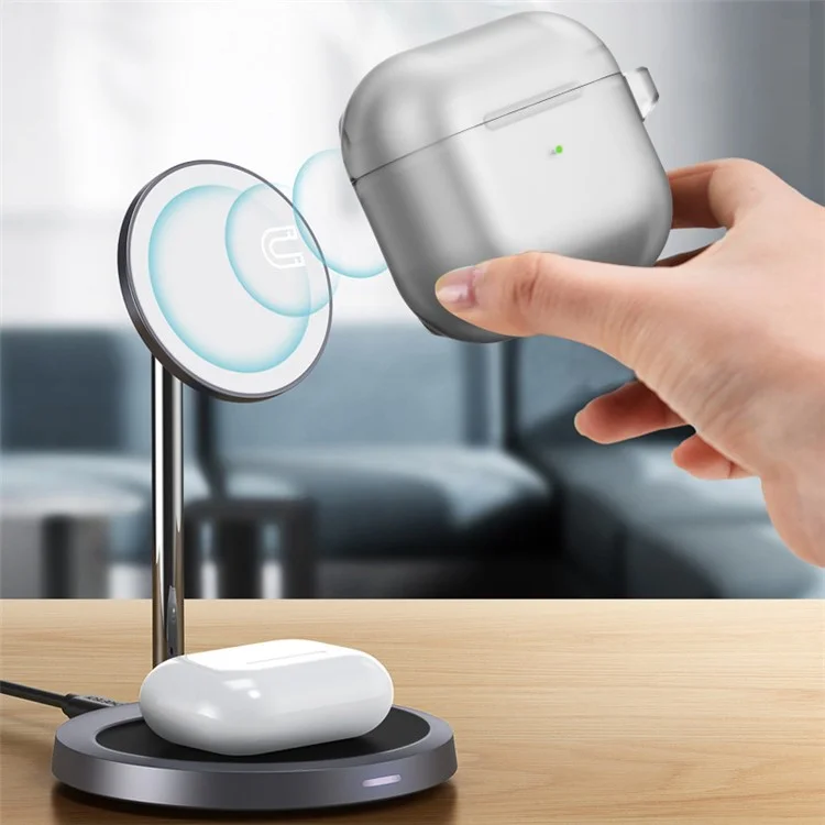 Weiche TPU-Hülle für AirPods Pro 2 Bluetooth-Ohrhörer, hautberührende, transluzente Abdeckung mit Aufhängebügel - Transparentes Schwarz