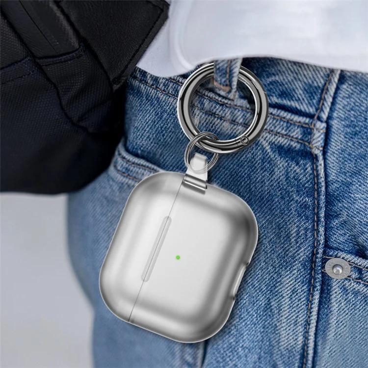 Weiche TPU-Hülle für AirPods Pro 2 Bluetooth-Ohrhörer, hautberührende, transluzente Abdeckung mit Aufhängebügel - Transparentes Schwarz