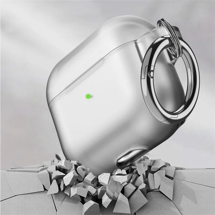 Weiche TPU-Hülle für AirPods Pro 2 Bluetooth-Ohrhörer, hautberührende, transluzente Abdeckung mit Aufhängebügel - Transparentes Schwarz