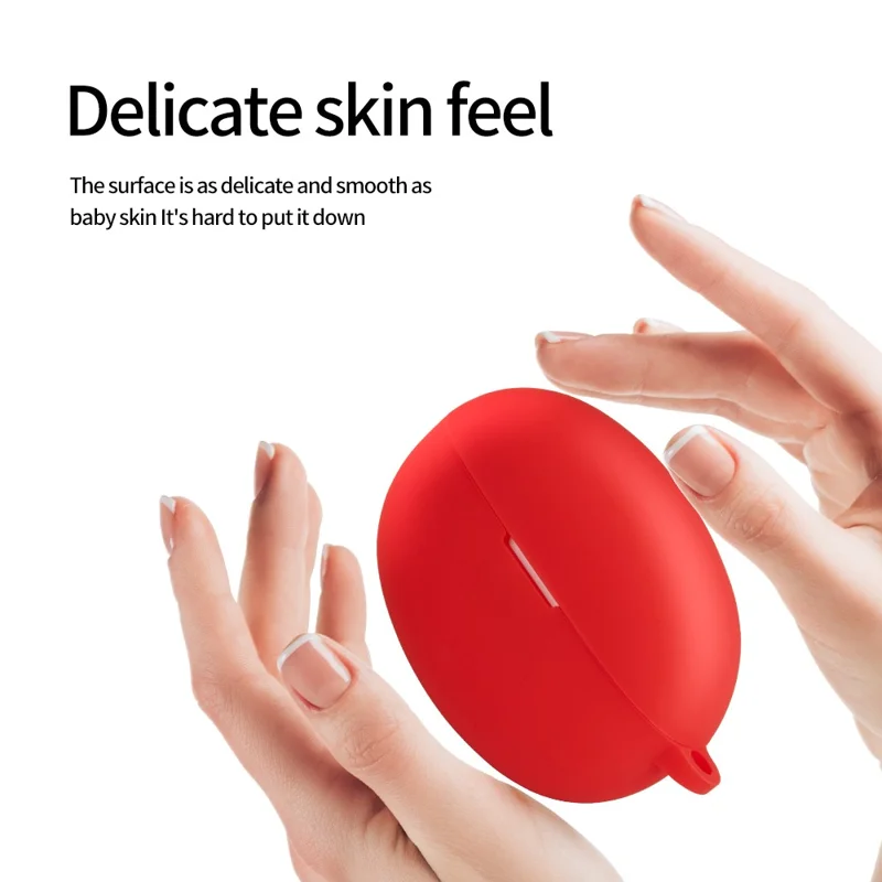 For Realme Buds Air 5 Dustproof Earphone Cover Bluetooth-compatible Headset Sleeve Silicone Case with Buckle - Red